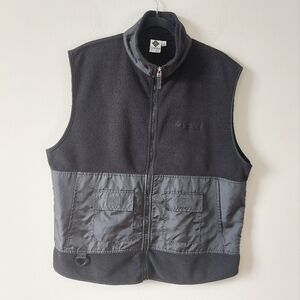 Vintage Columbia Men Fleece Vest Size Large Black Sleeveless Hiking Outdoor